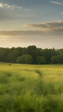 sunrise over the field green, 4k animated video