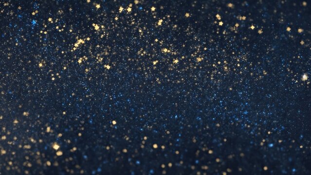 Abstract Black, Blue and Golden glitter lights Gold glitter dust texture dark background