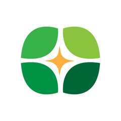glare leaf icon logo design vector