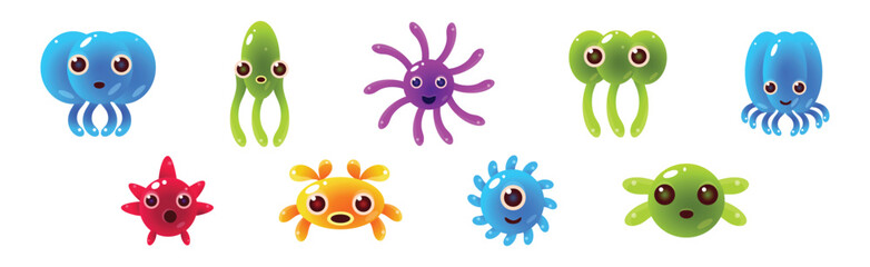 Funny Sea Animals and Underwater Creature Vector Set
