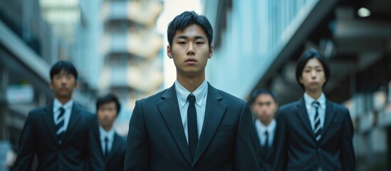 Asian youths in formal attire, searching for employment. - obrazy, fototapety, plakaty