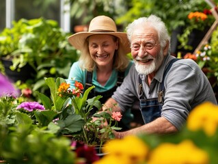 Fototapeta na wymiar Harvesting Joy: Elderly Friends and Their Garden