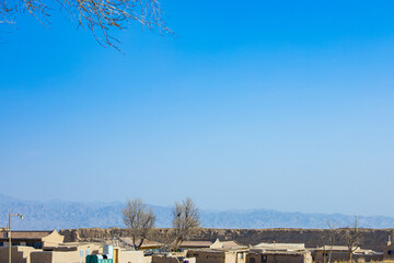 Yongtai Ancient Town, Baiyin City, Gansu Province - Residential buildings under the blue sky