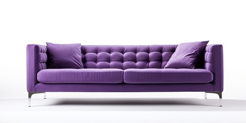 Contemporary sofa on white background, facing forward.