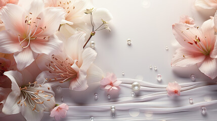 Obraz na płótnie Canvas Summer background , elegantly decorated with several gladiulus flowers.