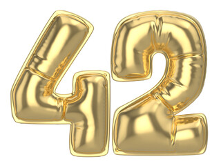 42 Gold 3D Number