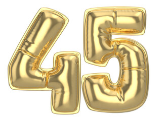 45 Gold 3D Number