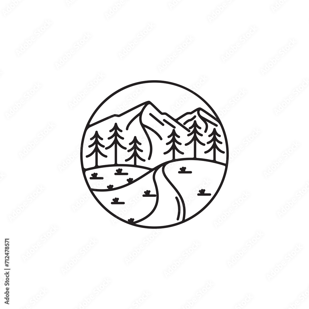 Sticker outdoor holiday nature icon logo design vector