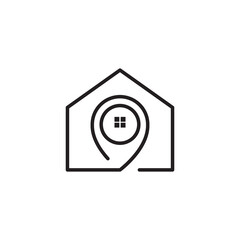 house pin minimalist line icon logo design vector