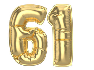 61 Gold 3D Number