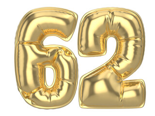 62 Gold 3D Number