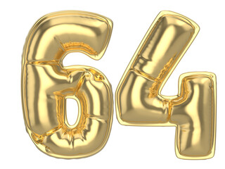 64 Gold 3D Number