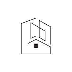 house minimalist line icon logo design vector