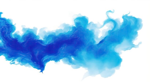 Blue fire flame smoke cloud texture isolated on white background