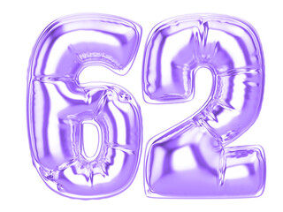74 Purple 3D Number