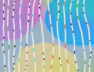 Fun colorful decorative background with hand drawn circles and stripes
