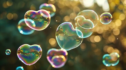 photo of heart shaped soap bubbles