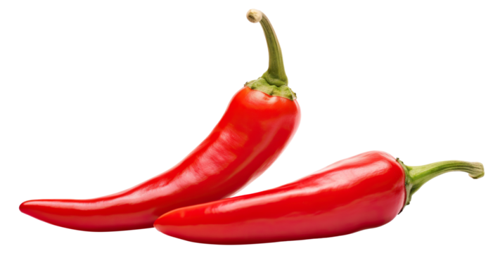 Delicious red chili peppers cut out