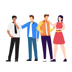Communicating group of people. Discussion and interaction, vector characters illustrations.