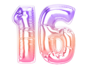 16 Gradient 3D Number