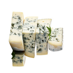 blue cheese piece isolated on a transparent background