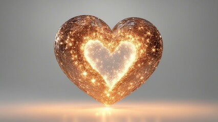 Fototapeta premium golden heart in the night A fire heart that sparkles with joy 