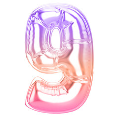 Balloon 9 Numer Gradient 3D Render