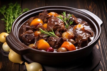 Hearty Beef Stew With Carrots and Onions, A Nourishing One-Pot Meal