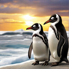 Fototapeta premium A cute penguin with kids.