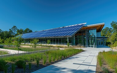 A net-zero energy building with advanced insulation and renewable energy sources