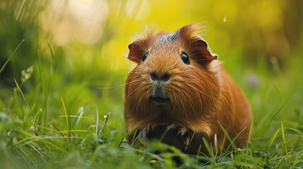 Portrait of a guinea pig outdoors
