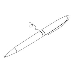 Education Pen continuous single line outline vector art drawing and simple one line minimalist design
