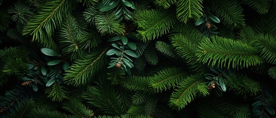 Nature's Embrace: Lush Pine Tree Branches Close-Up