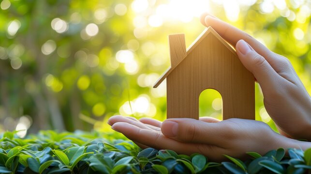 home insurance and protection, featuring a family house secured under an umbrella, symbolizing safety and security against potential risks and damages.