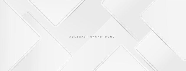 Abstract white and light gray modern soft luxury texture with geometric shape overlap layer. Smooth and clean vector subtle background illustration.