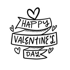Happy Valentine's day holiday lettering phrase. Black color calligraphy text font.