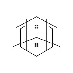 construction minimalist house modern icon logo design vector