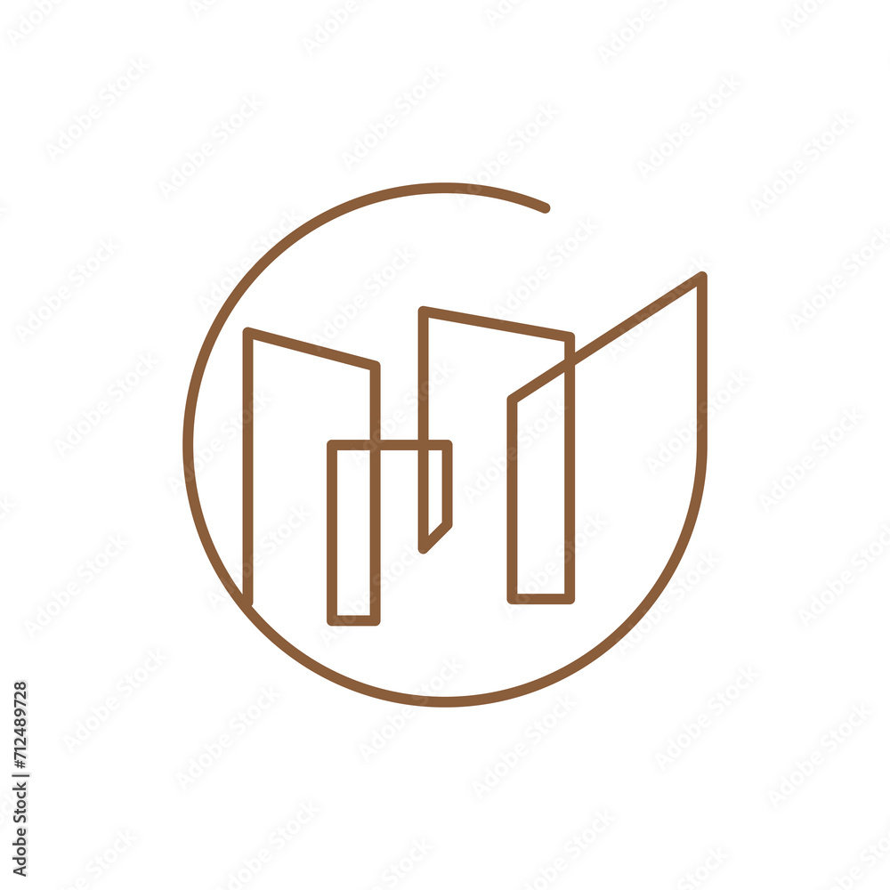 Sticker furniture minimalist house modern icon logo design vector