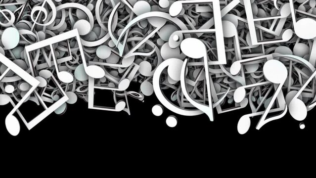 Falling Musical Notes Animation Transition, on Alpha Channel, Loop
