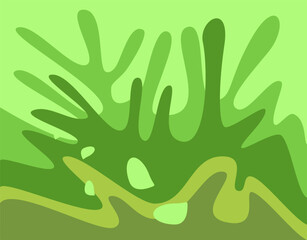 composition of fields and curved lines with shades of green