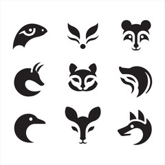 Whispers of the Wild: Animals Face Silhouette in Serene and Whispering Wilderness Beauty - Animals Illustration - Safari Vector
