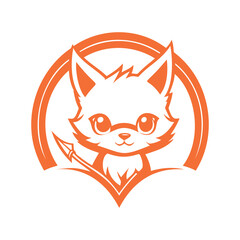 Orange Cat with Arrow Illustration