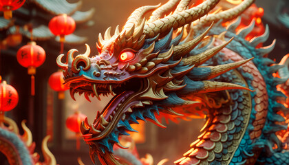 Obraz premium Beautiful fantasy dragon. Year of the Dragon according to the eastern horoscope