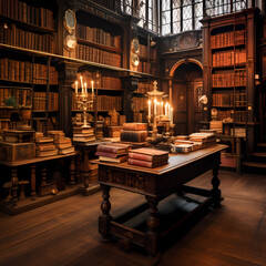 Antique bookstore with shelves filled with old books