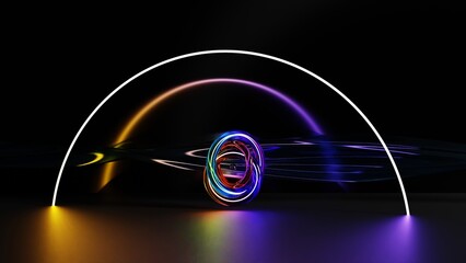 Abstract Full Color shinny glow glass on black background wallpaper