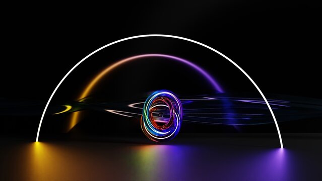 Abstract Full Color shinny glow glass on black background wallpaper