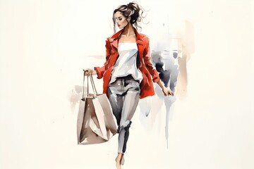 Watercolor Art Fashion Women
