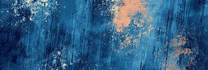 Vibrant royal blue and peach grunge textures in a bold poster and web banner design, perfect for capturing attention in the realms of extreme sportswear, racing, cycling, football, motocross, basketba