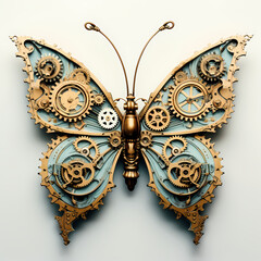Clockwork butterfly with intricate gears. 