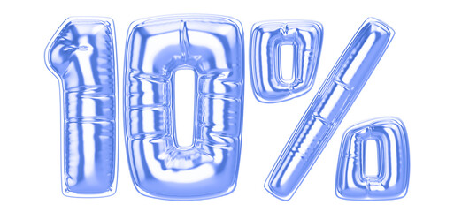 10 Percent Blue  Balloon 3D Number